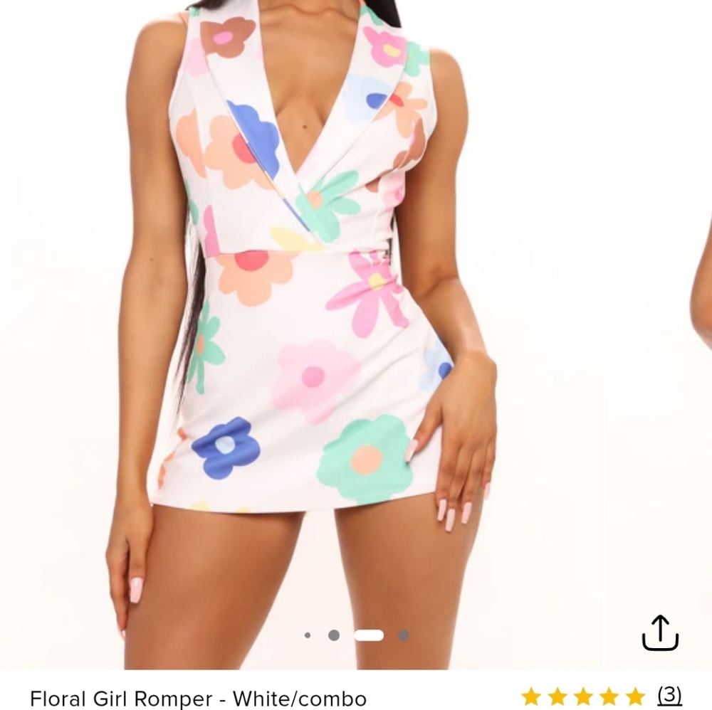 Fashion Nova White Floral Girl Romper - Picture 1 of 4
